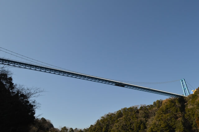 竜神峡　橋の上からバンジージャンプ