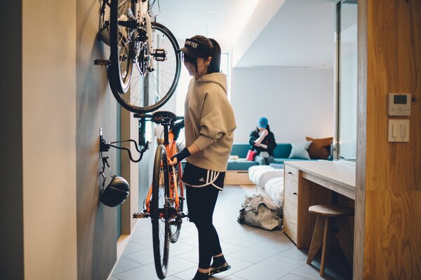 星野リゾートBEB5土浦　サイクルルーム　ホテル　自転車持ち込み　プレイアトレ土浦